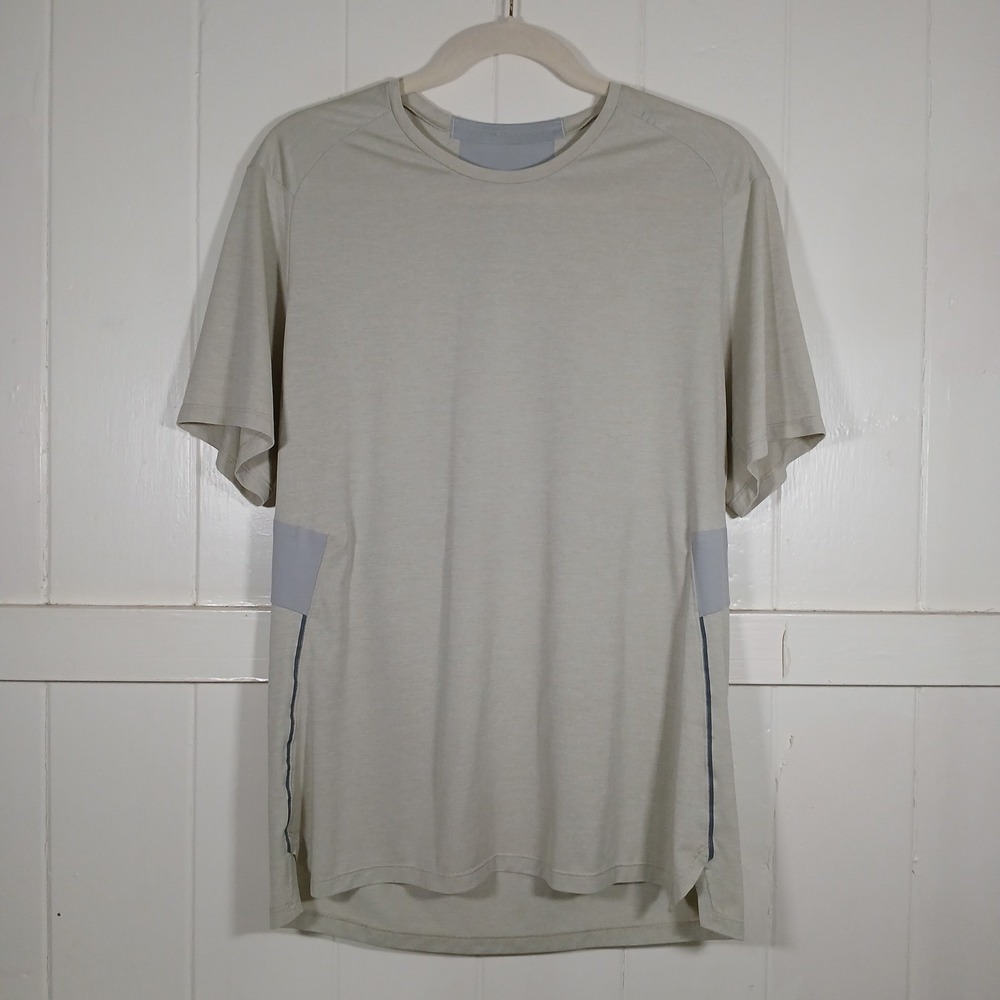 Lululemon Mens‎ Fast + Free Athletic Shirt Crew Neck Performance Top Beige Large